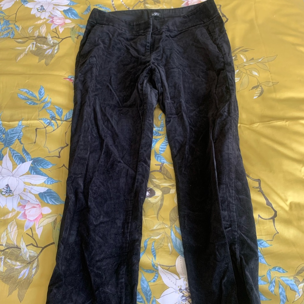 Black velvet pants size 8 the Loft